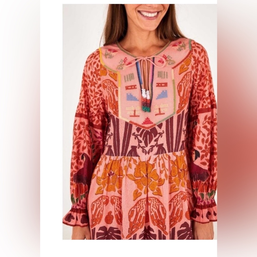 Farm Rio Pink Anika Print Macaws Maxi Dress - Picture 2 of 5